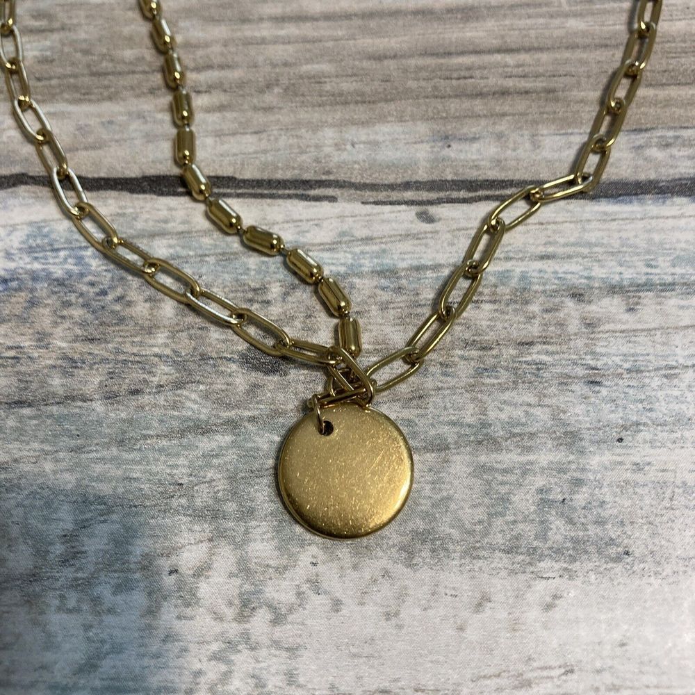Paperclip Chain Pendant Necklace Gold Tone Nwot 18 Lobster Clasp Multi